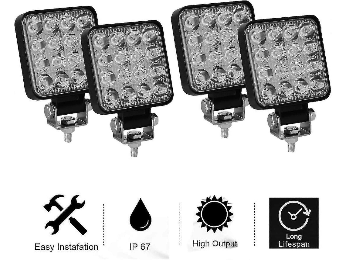 4 Luzes De Trabalho Led De 3 Polegadas, 48w, Para Carro, Caminhão, Utv, Suv, Off-road, Trator E Barco