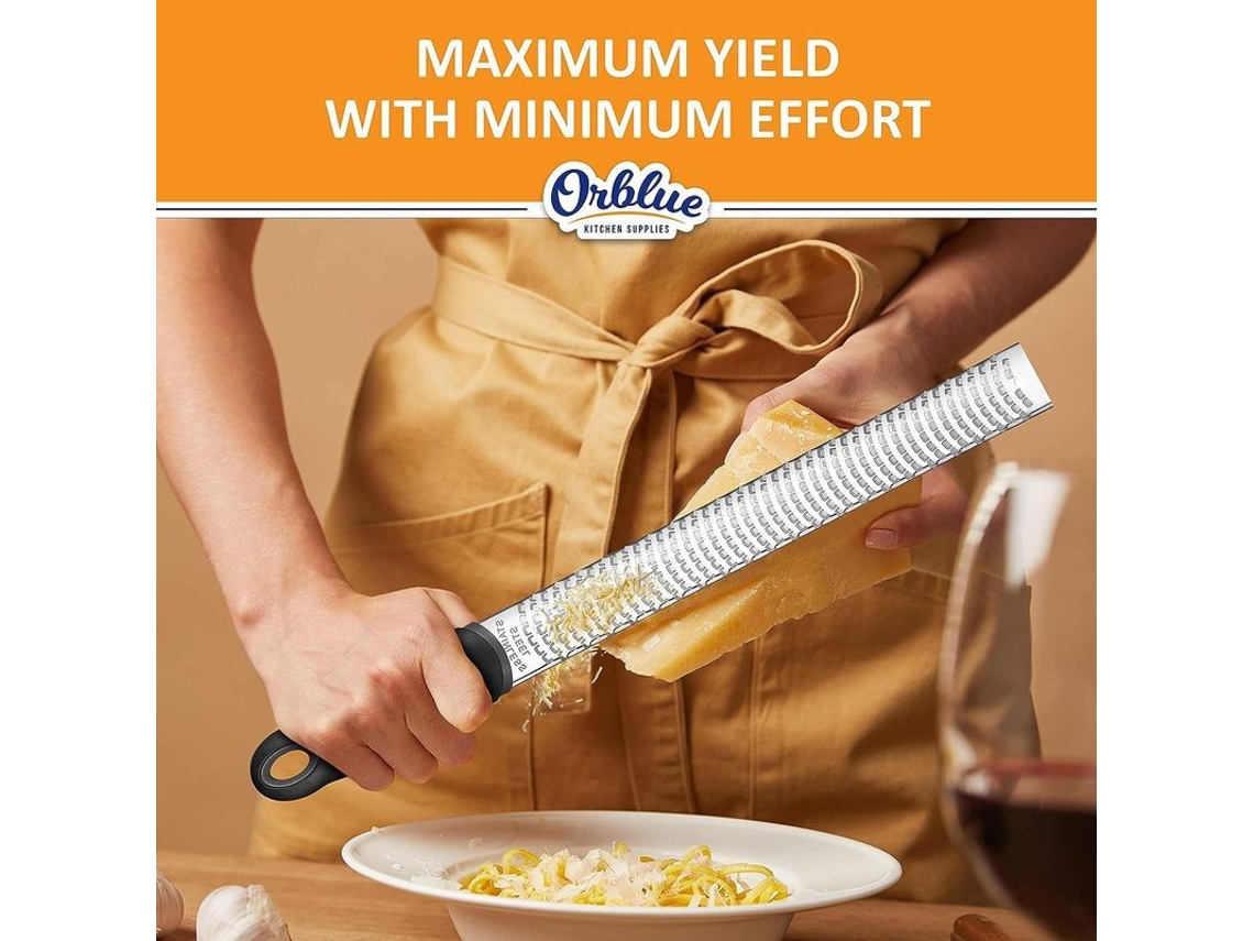 Rebe-zester de Limão e Queijo de Aço Desbloqueado Com Capa Protetora, Ideal para Cozinha, Preto