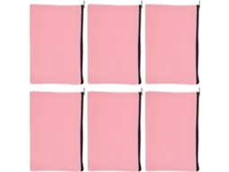 Conjunto De 6 Nécessaires De Lona Rosa Claro, 20x14 Cm, Com Zíper, Para Maquiagem.