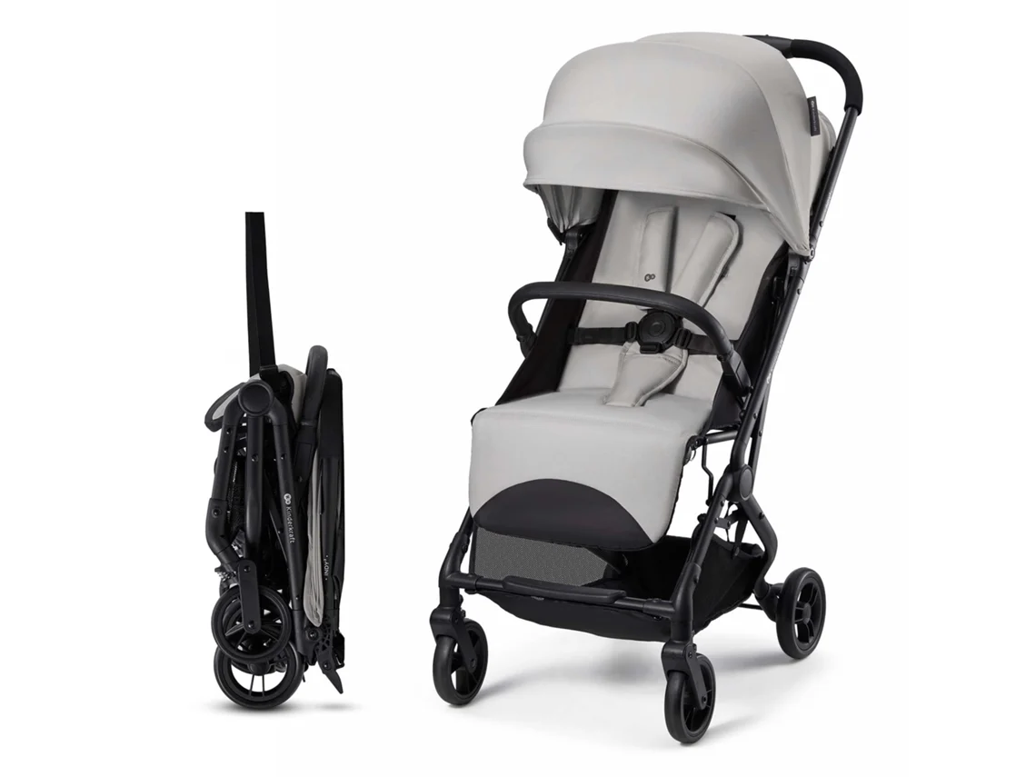 Carrinho de Passeio Kinderkraft INDY 3 leve 7,3 kg com reclinação total desde o nascimento e dobragem com uma mão Cinzento