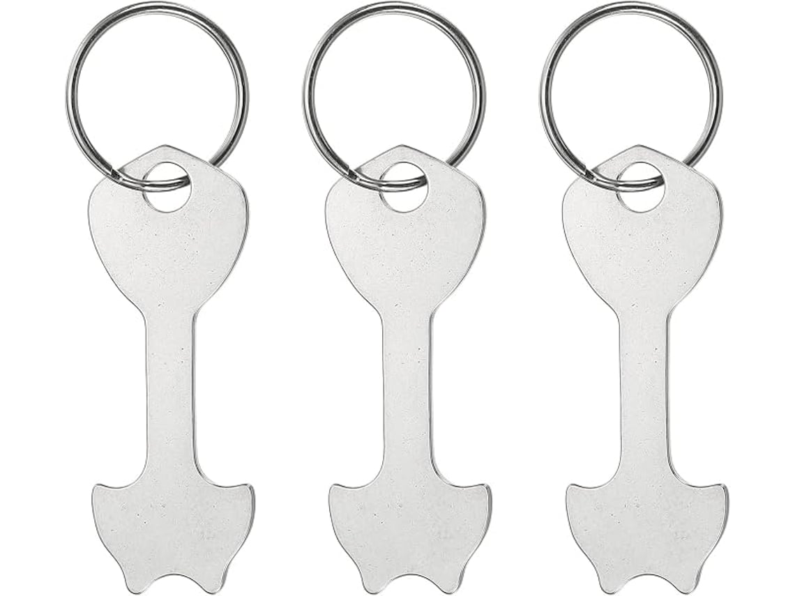 Token De Carrinho De Compras De Aço Inoxidável Keyring 2.4 Polegadas Prata