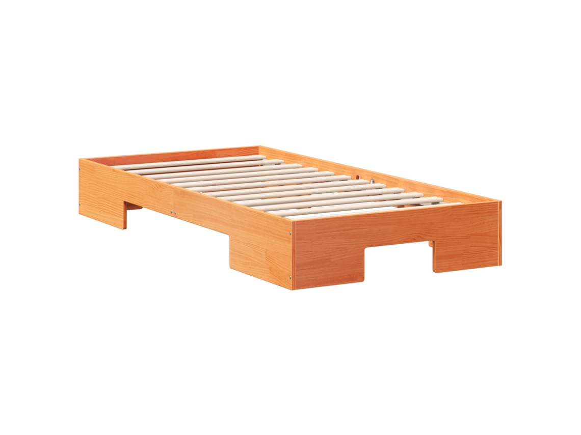 Conjunto 1 Estrutura De Cama Vidaxl Castanho Madeira De Pinho Maciça (90 X 190 Cm)
