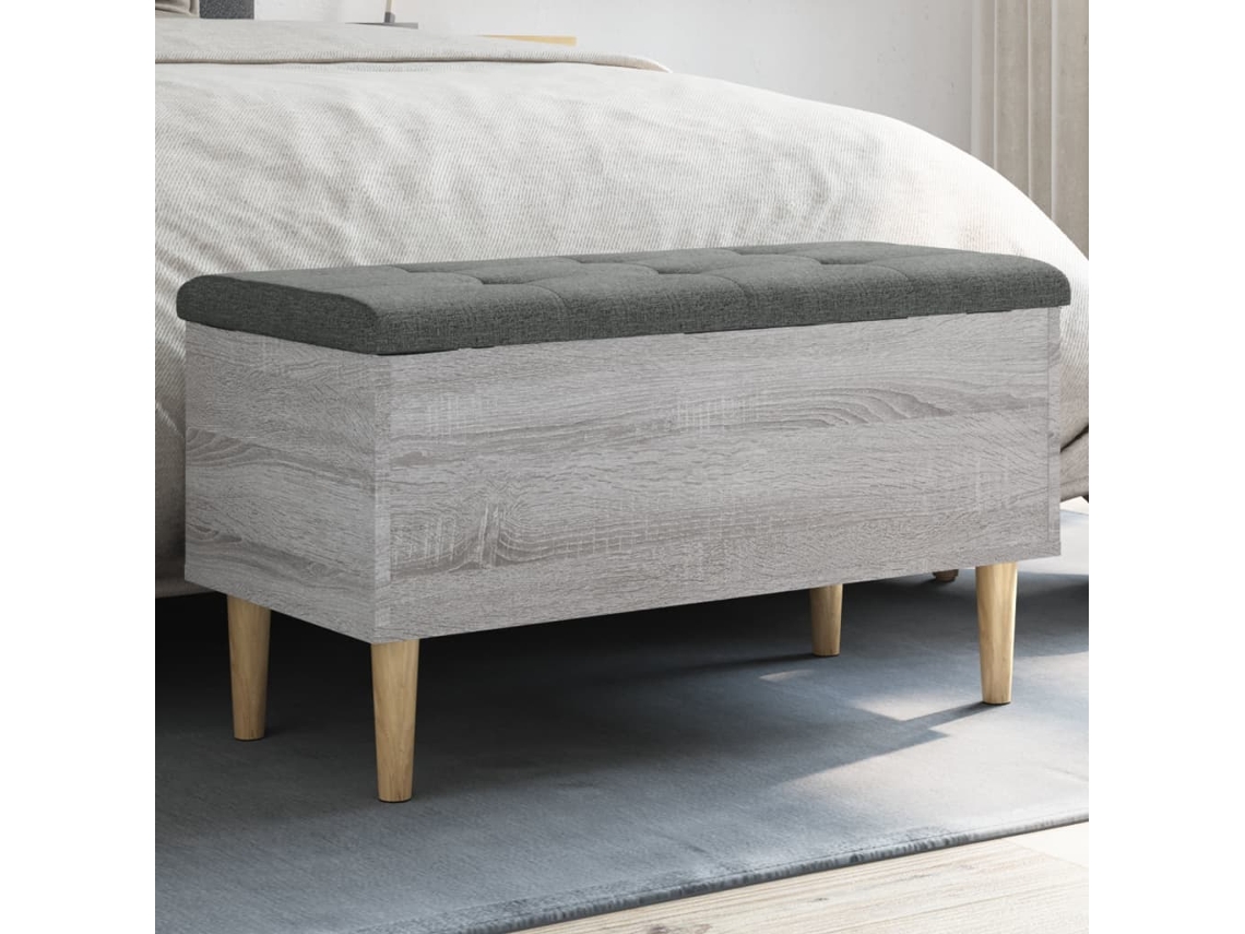 Vidaxl Banco De Arrumação 82x42x46cm Derivados Madeira Cinzento Sonoma