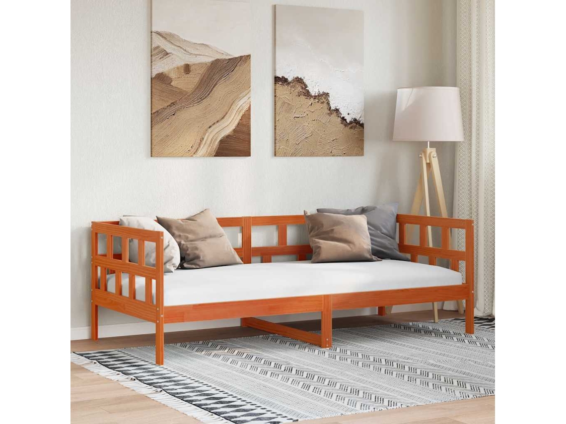 Vidaxl Sofá-cama Sem Colchão 80x200 Cm Madeira De Pinho Castanho Cera