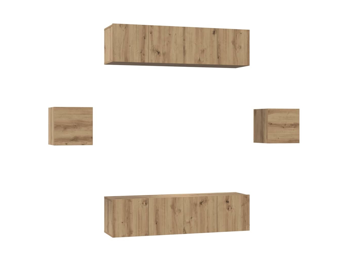 Conjunto de Móvel de Tv 6 Pcs Carvalho Artesanal MAISON EXCLUSIVE