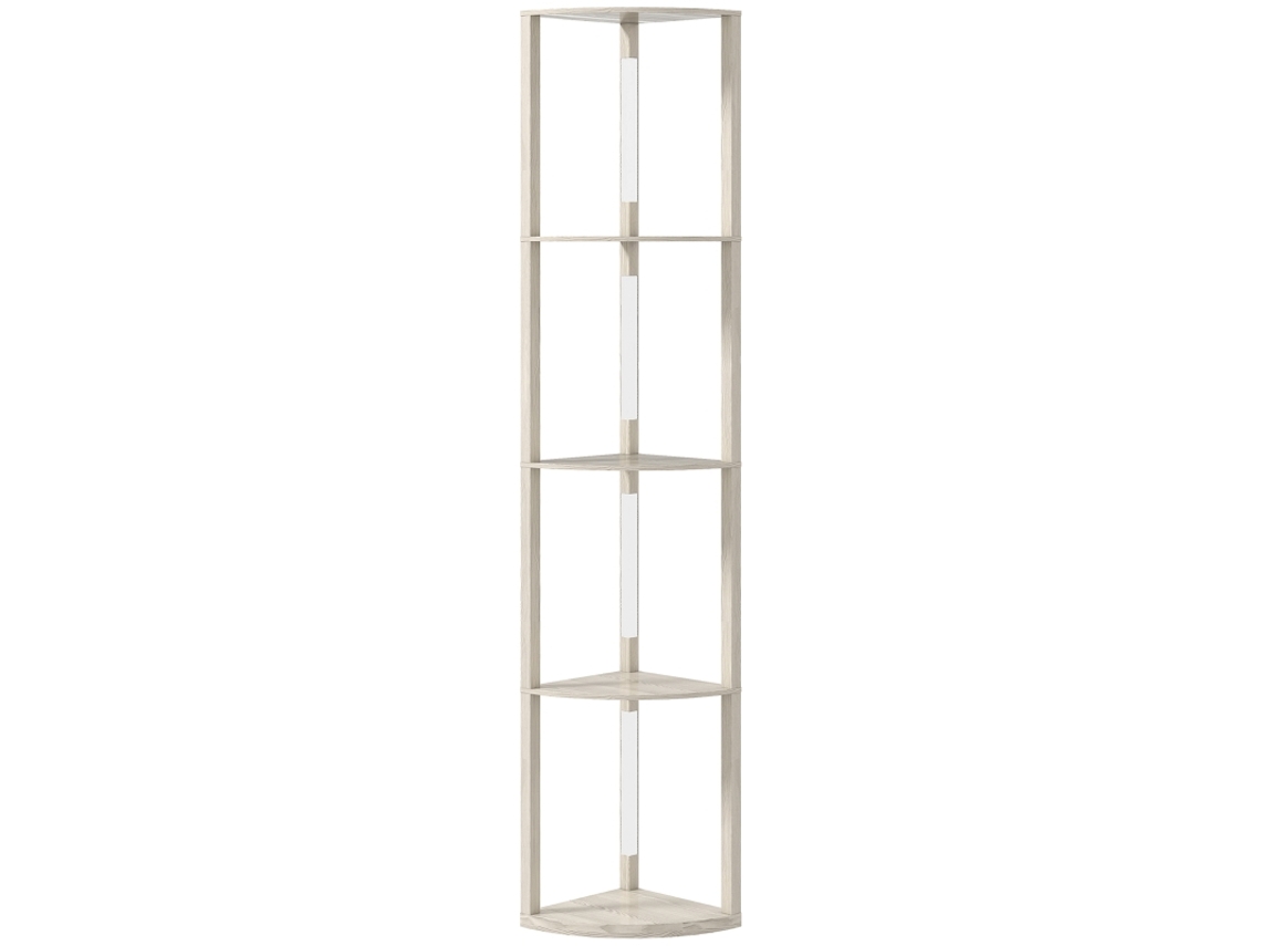 Luminária Chão Led Prateleira Canto 4 Níveis Carvalho 41x30x164cm VELTRIX