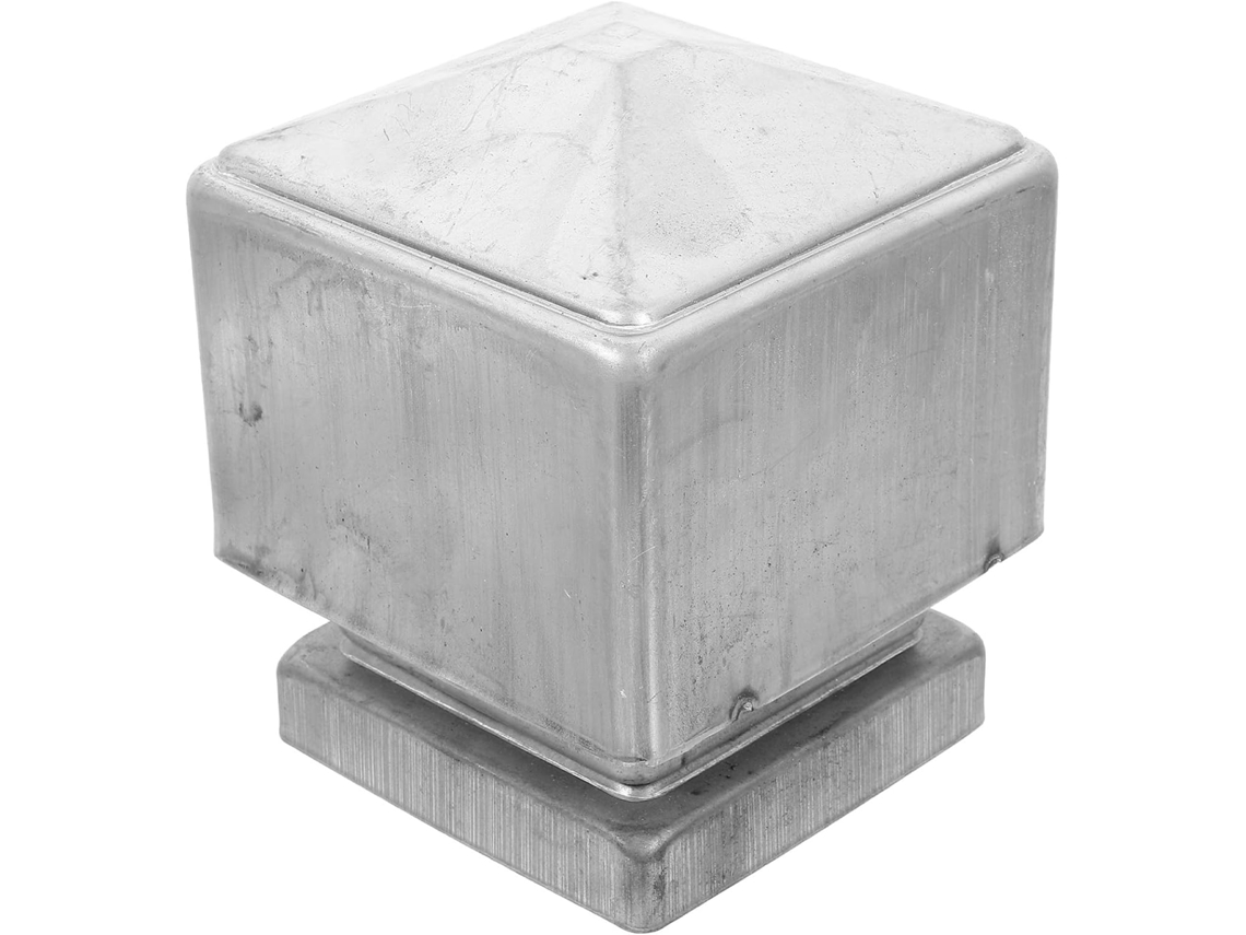 Tampa De Poste Quadrada 100x100, Acessório Elegante, Galvanizada, Prateada, Mm.