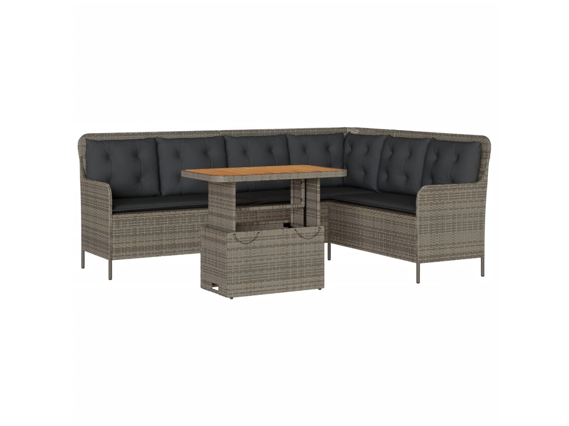 Conjunto de 2 Sofás de Jardim com Almofadões Vime Pe Cinzento MAISON EXCLUSIVE (90x200 cm)