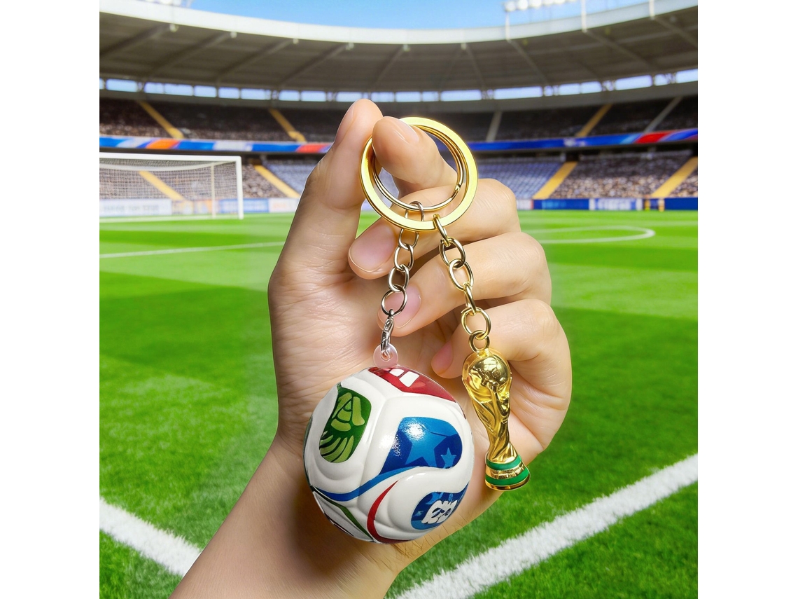 Conjunto de 2 Chaves de Futebol com Troféu em Miniatura Acessórios Desportivos e Presentes para Fãs Colecionadores, Ergonômico, Uso Diário STELASPLEN