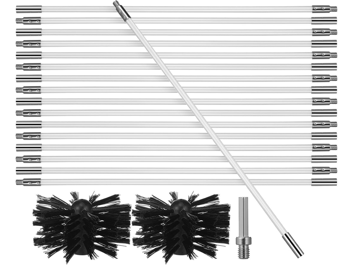 Kit De Limpeza De Dutos Com 18 Hastes Ajustáveis De Pp E Nylon.