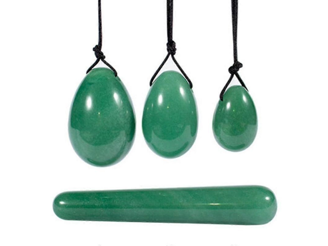 Ovos De Jade Yoni Para Treinar Músculos Pelveos Feminino, Quartzo Natural Verde Com Varinha De Massagem
