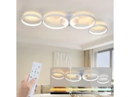 Nettlife Candeeiro De Teto Led, Led Candeeiro De Teto 100 Cm Regulável 4 Anéis Moderno 56 W Iluminação Branca Com Comando, Em Alumínio