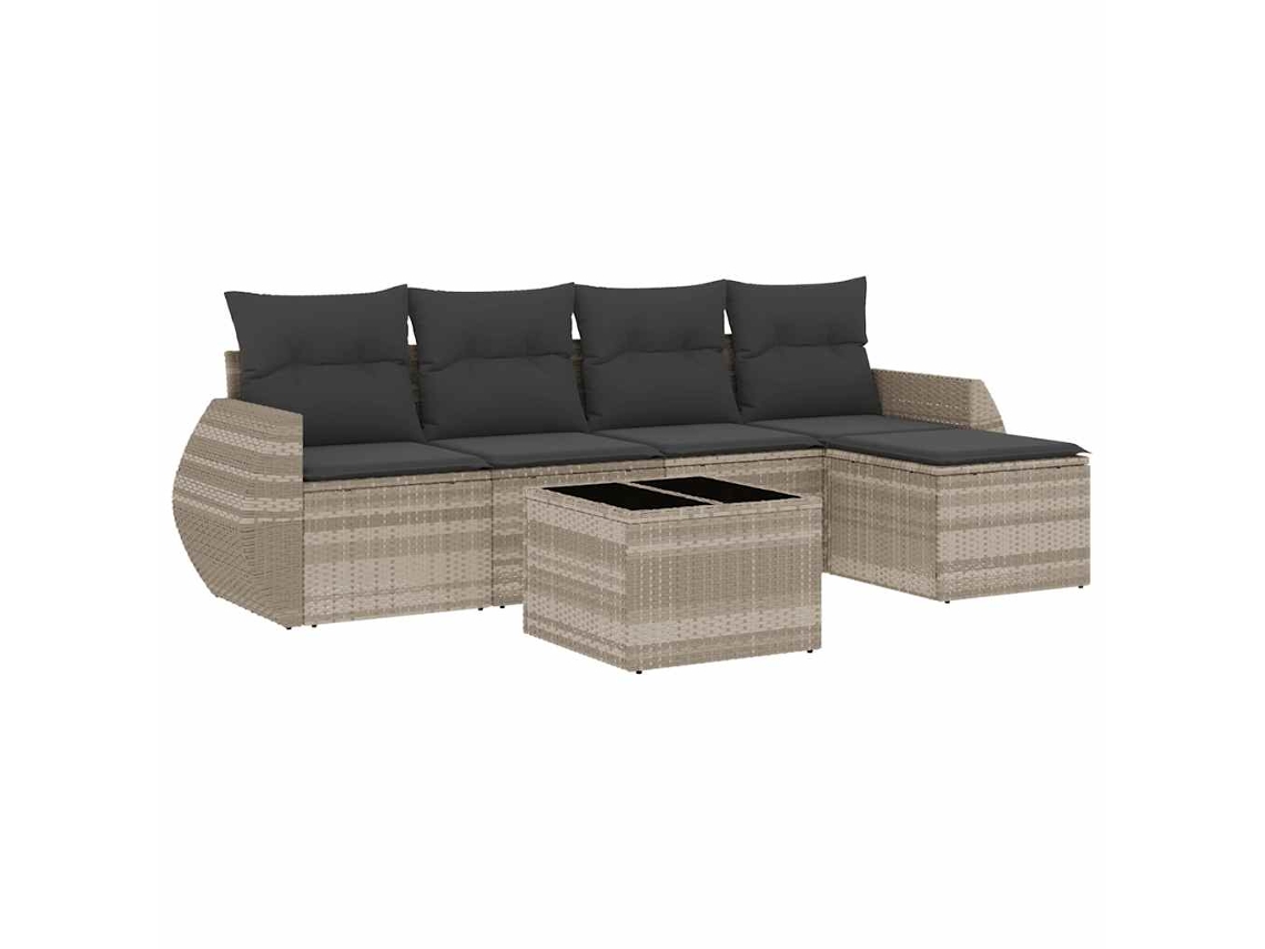 Conjunto de 6 Sofás Jardim com Almofadões Vime Pe Cinzento Claro MAISON EXCLUSIVE (80x200 cm)
