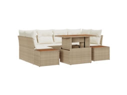 Conjunto 9 Conjunto De Jantar Para Jardim Vidaxl Bege Vime Pe (100 X 55 X 73 Cm)
