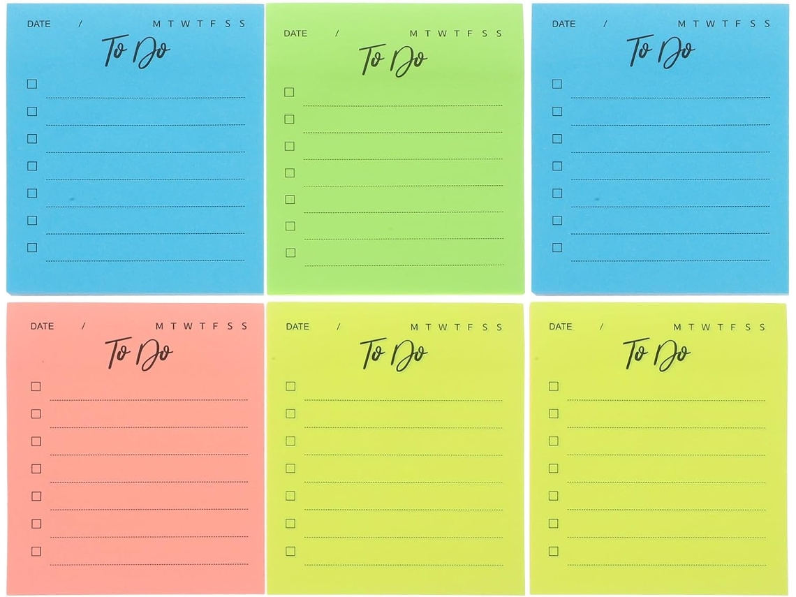 6 Peças Bloc De Notes Autocolantes Portáteis, Papel
