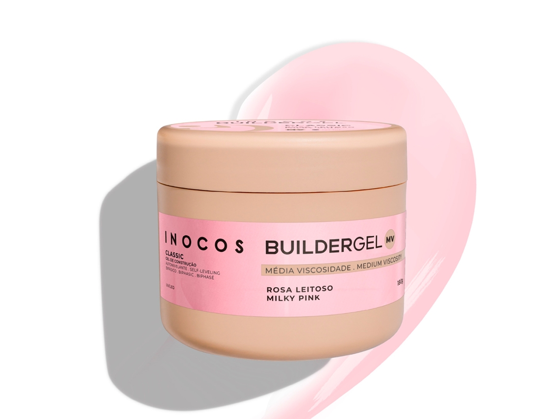Gel Construção de Unhas de Gel Média Viscosidade Rosa Leitoso 180g INOCOS