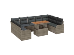 Maison Exclusive - Conjunto De Sofá De Jardim Com Almofada Manual 10 Pcs Cinzeto