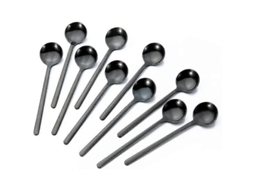Colher De Café De Aço Inox 18/8 Resistente, 5,24 Polegadas, 10 Unidades Preto, Ideal Para Chá, Sobremesas E Presentes