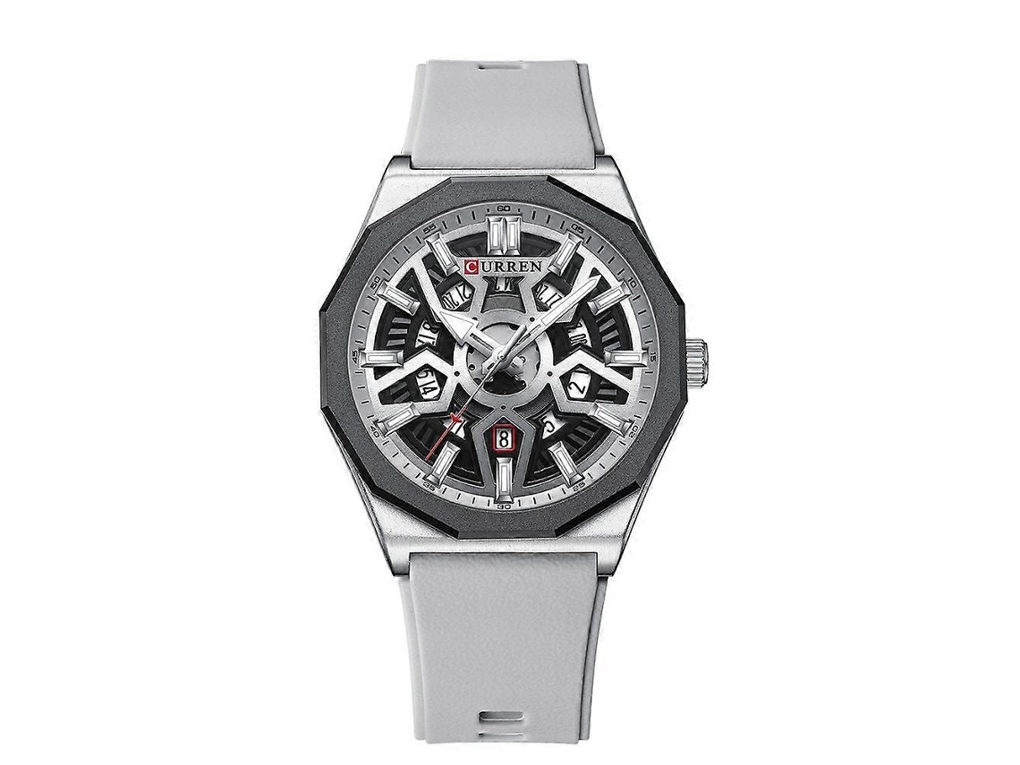 Relógio Curren 8437 Casual Masculino Com Pulseira De Silicone, Movimento A Quartzo E Calendário