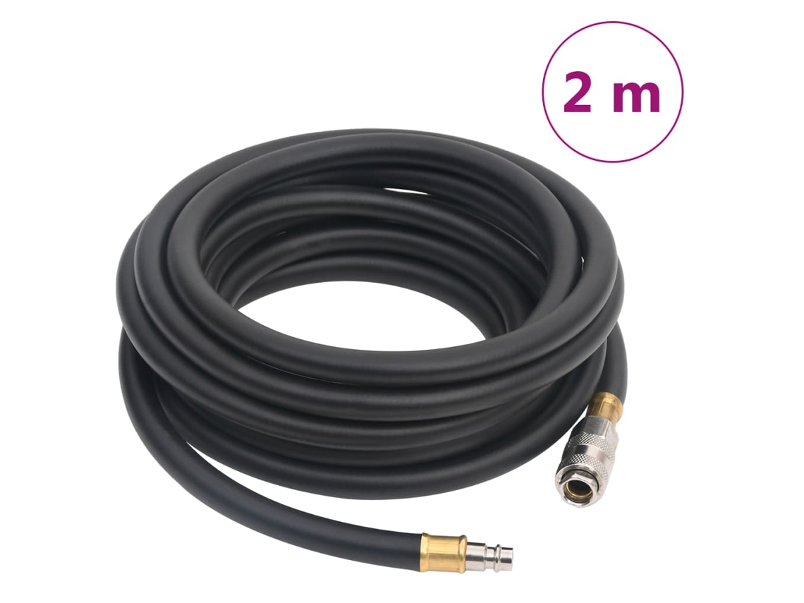 Vidaxl Mangueira De Ar Híbrida 0,6" 2 M Borracha E Pvc Preto