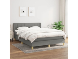 Vidaxl Cama Com Molas/colchão 140x190 Cm Tecido Cinzento-escuro