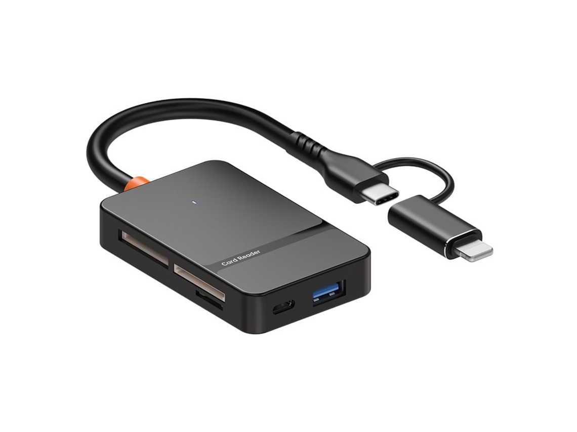 Leitor de Cartões Multifuncional, Adaptador Type c + Lightning para Sd/tf/ms/cf1/type c/usb 3.0 U PANOONA
