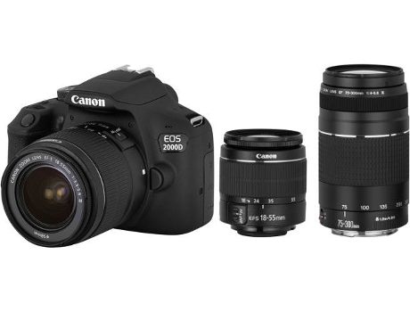 Kit Máquina Fotográfica CANON EOS 2000D + 18-55 IS STM + 75-300 DC STM (APS-C)