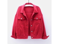 Casacos De Outono Para Mulheres Jaqueta De Algodão Quente Manga Longa Casual Solido Vermelho