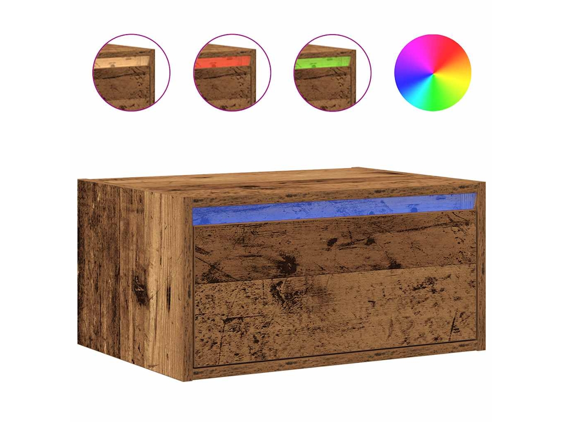 Mesa de Cabeceira de Parede MAISON EXCLUSIVE com Luzes Led em Madeira Velha