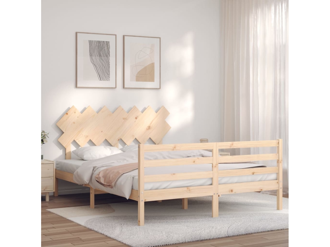 Estrutura De Cama King Size Com Cabeceira Madeira Maciça