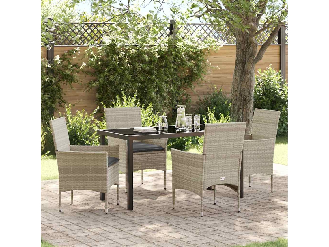 Vidaxl Conjunto De Jantar Para Jardim 5 Unid. Cinzento-claro Vime Pe