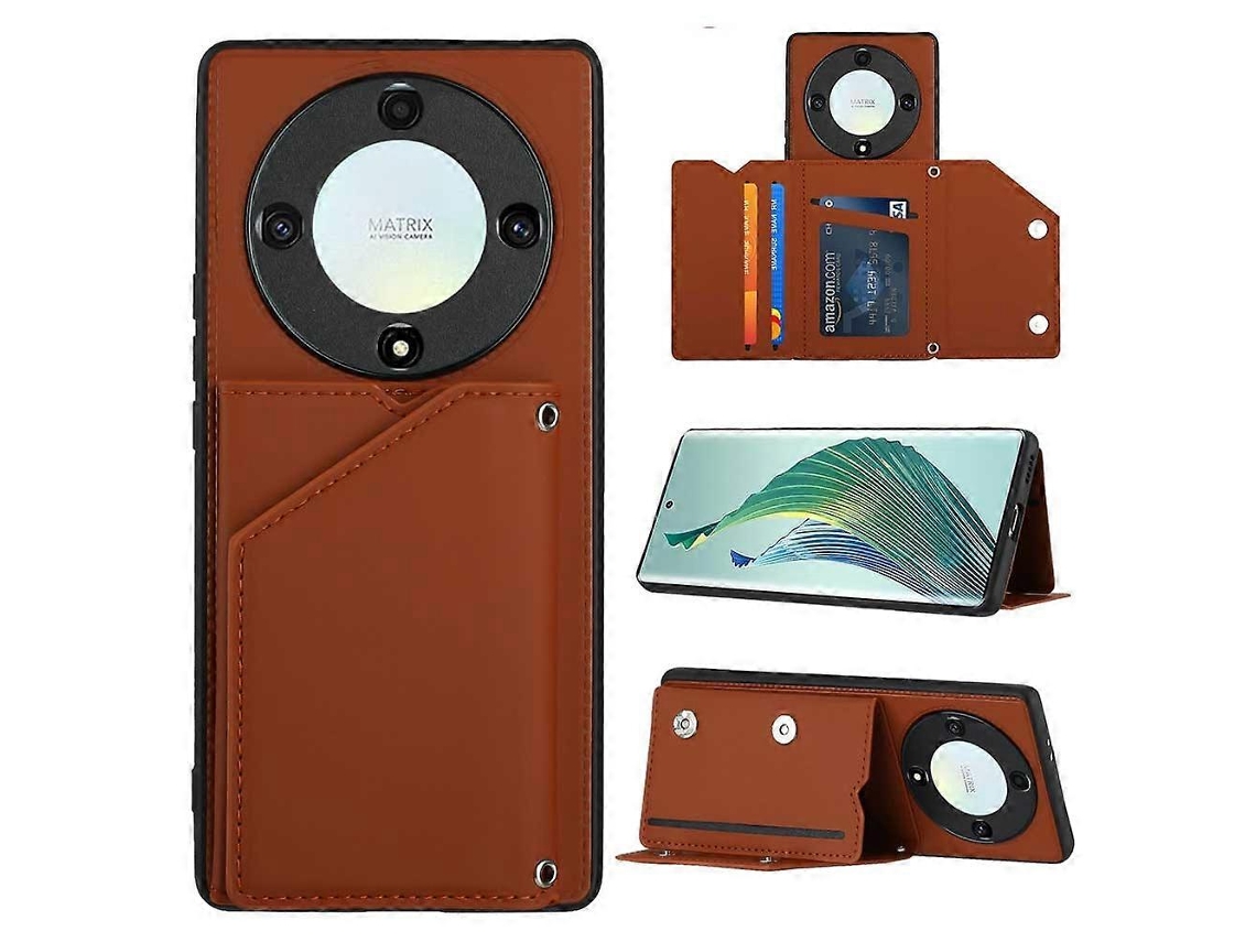 Capa Para Celular Com Textura De Pele Pu Tpu Slots Para Cartão Pc