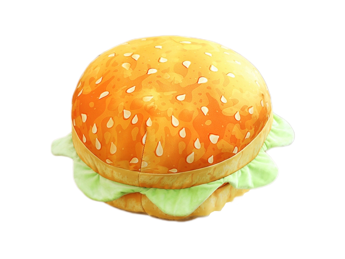 Travesseiro de Pão Hambúrguer Pelúcia Soft Almofada Lombar Decorativa Casa Escritório S/MARCA
