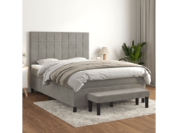 Vidaxl Cama Com Molas/colchão 140x200 Cm Veludo Cinzento-claro