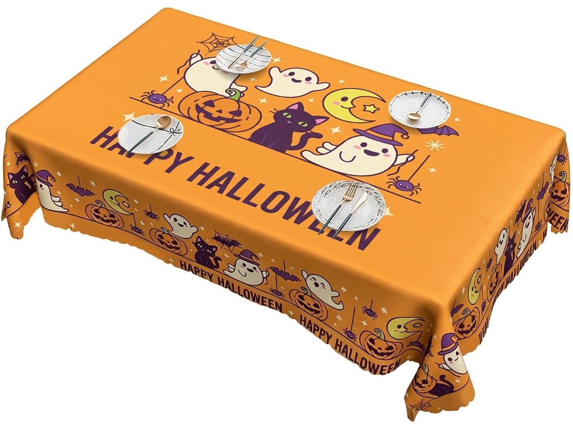 Toalha De Mesa De Halloween, Capa De Mesa Lavável Para Festas, Retangular/redonda