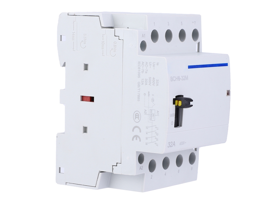 Contator Residencial 24v 32a 4p Din Rail Com Chave