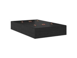 Conjunto 1 Estrado De Cama Com Arrumação Vidaxl Preto Madeira De Pinho Maciça (120 X 190 Cm)