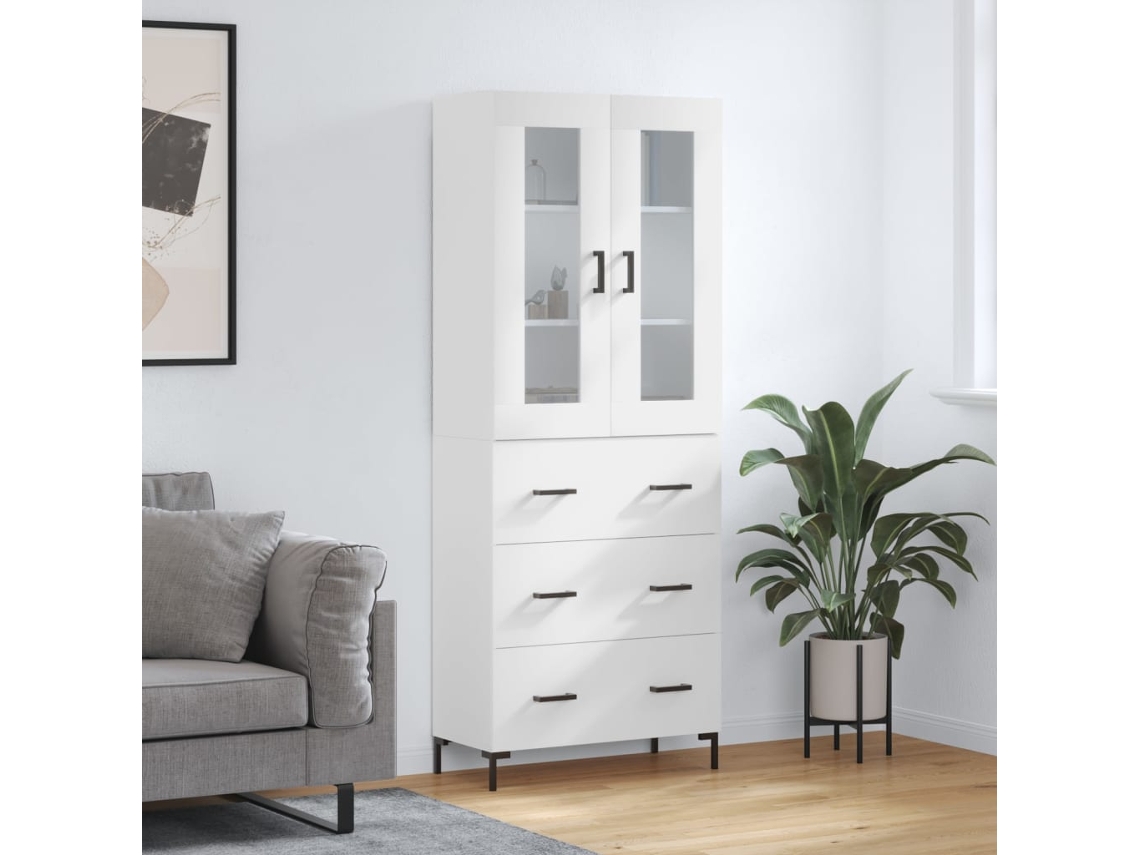 Vidaxl Armário Alto 69,5x34x180 Cm Derivados De Madeira Branco