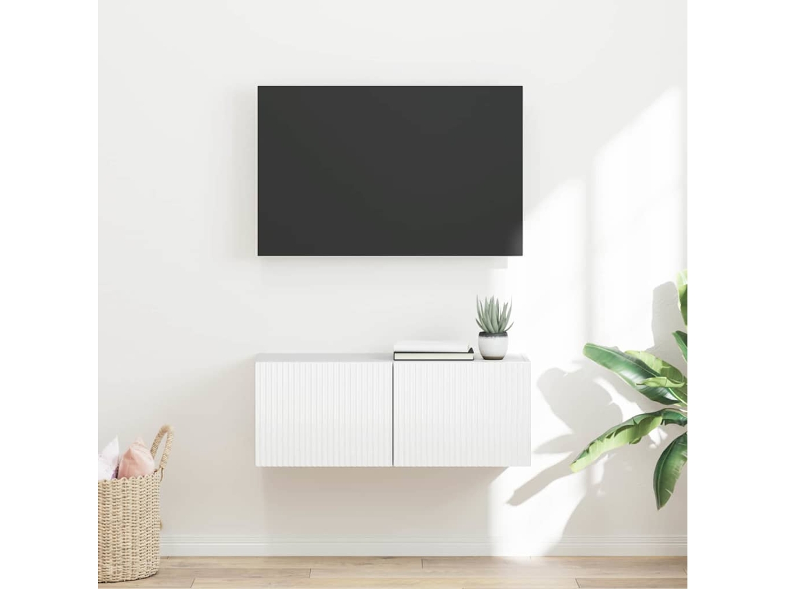 Vidaxl Armário De Tv De Parede 78,5 X 31 X 29,5 Cm Branco Brilhante
