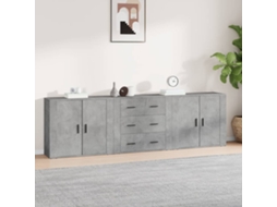 Vidaxl Aparadores 3 Pcs Derivados De Madeira Cinzento Cimento