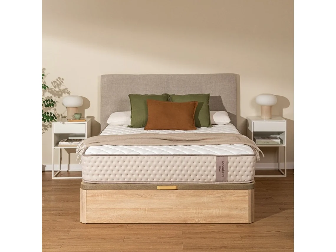 Colchão Híbrido Cecotec Flow 6790 Com Espuma Viscoelástica E Molas Ensacadas, 90x190 Cm. Multicamadas, 26 Cm De Altura