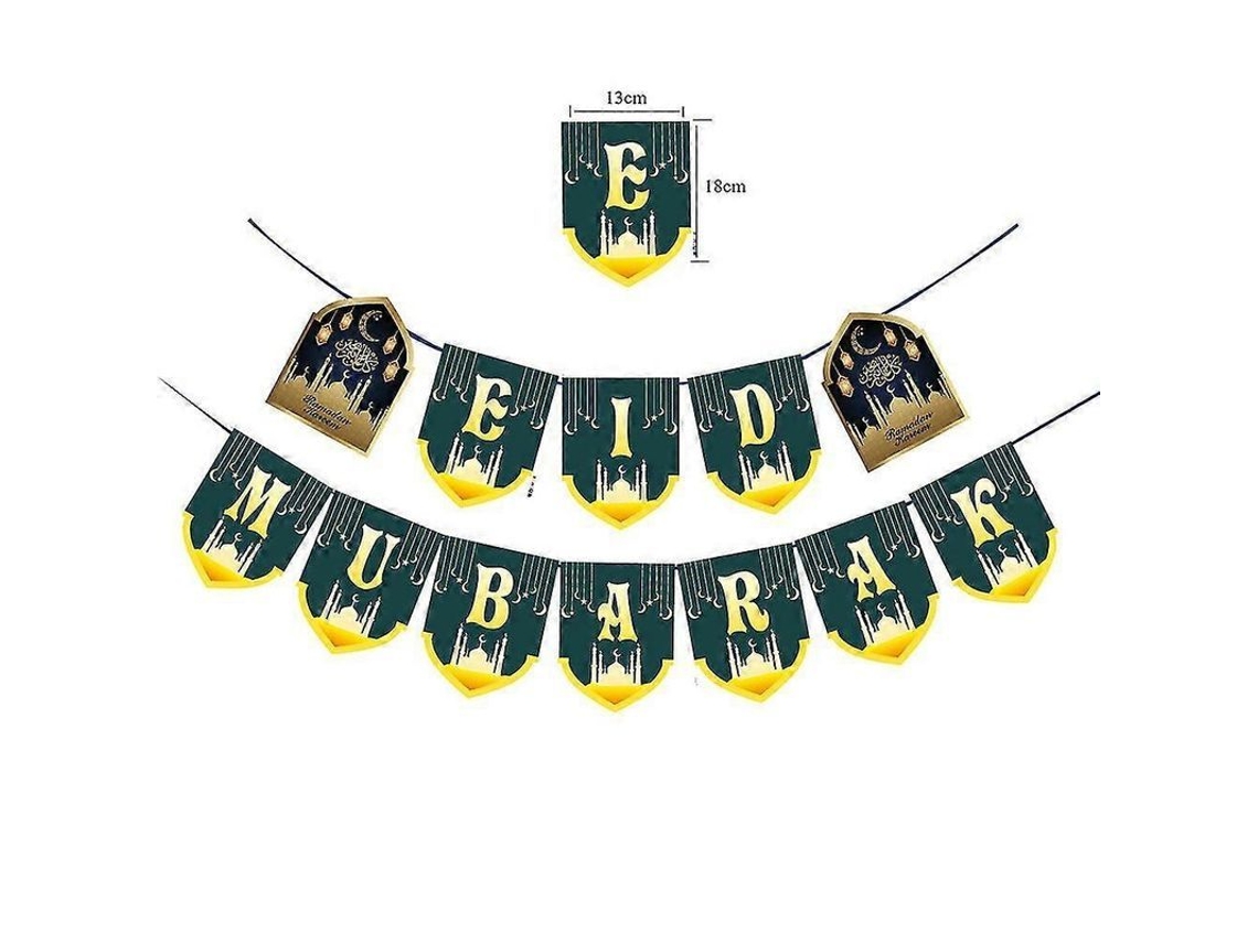 Banner Colgante Eid Hajj Mubarak Papiro Decoração Festa Islâmica Ramadã 2024 Color03