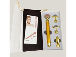 Rolo Facial 4 em 1, Rolo Vibratório de Jade com Cristal de Apatita Rosa MDUG (ouro Rosa com Caixa)