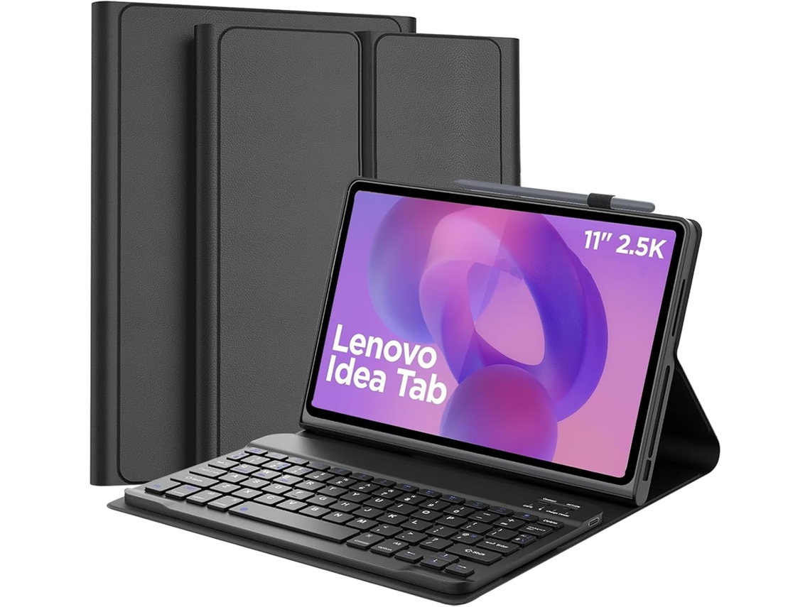 Capa Com Teclado Para Lenovo Idea Tab Plus 12.1“ Teclado Sem Fios Destacável Com Função De Ativação/desativação Automática Preto Hexinyigjly