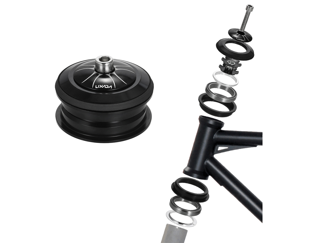 Headset Bicicleta Lixada Sem Rosca Cônico Rolamento Selado 1-1/8" Cnc Alumínio Leve