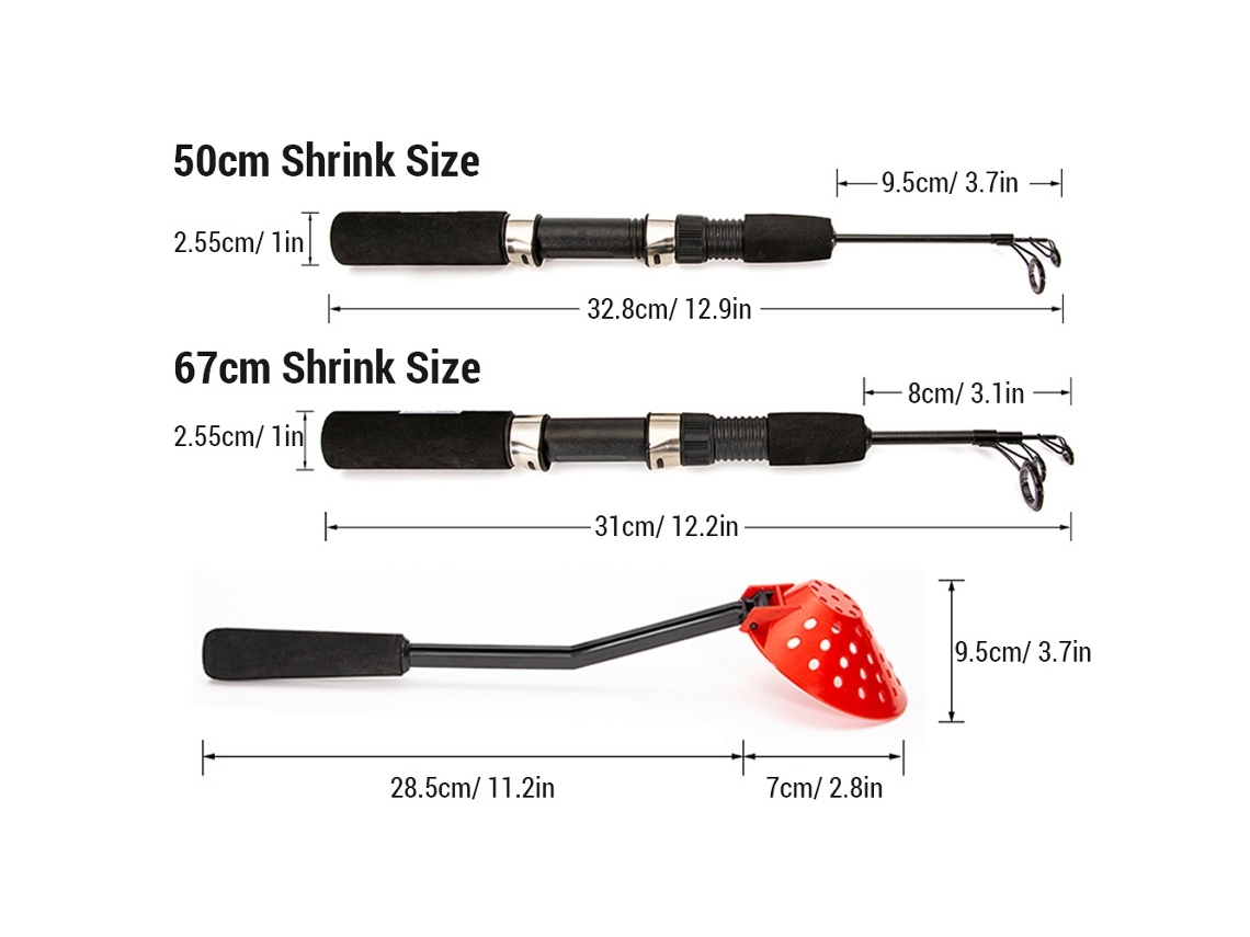 Kit de Pesca no Gelo 52pcs Vara e Carretilha com Cobertor