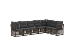 Vidaxl Conjunto De Sofá De Jardim 7 Pcs Cinzento Vime Pe