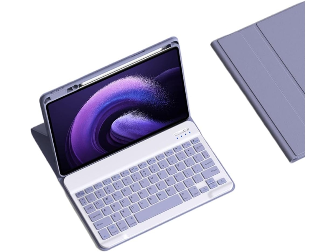 Capa Protetora Para Xiaomi Pad 8/8 Pro (11,2 Polegadas) 2025, Com Teclado Bluetooth Magnético Destacável, Roxa Elysve