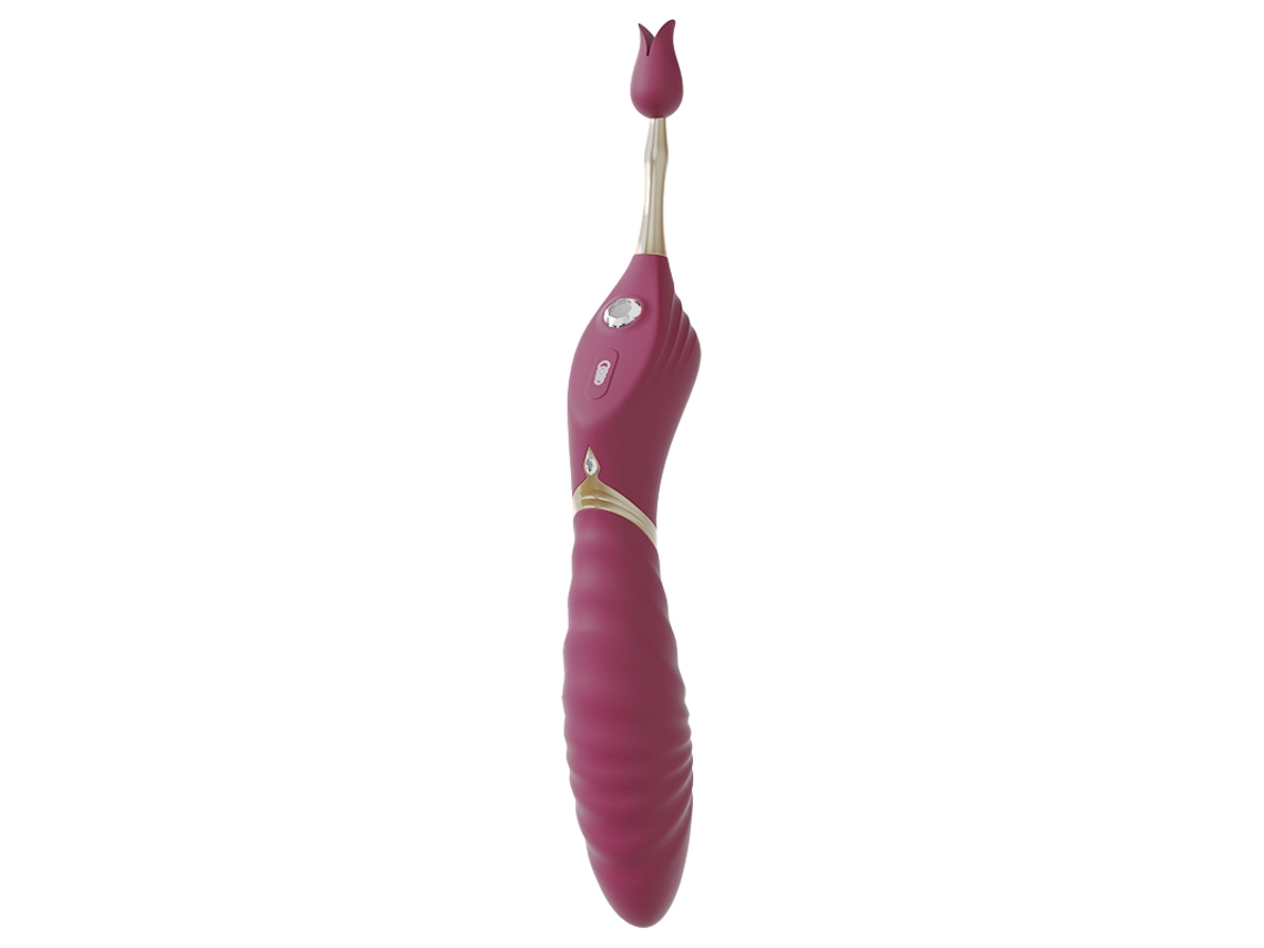 Vibrador de Massagem de Silicone de Cabeça Dupla de 10 Frequências para Mulheres Roxo YIZHOOD