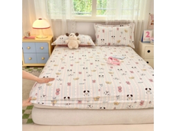 Capa de Colchão, Lençol de Baixo Estampado em Algodão Puro, Ideal para Quarto Infantil, com Estampa de Gatinhos, 150x200cm PANOONA